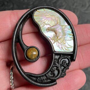 Bald Eagle Gemstone Pendant Bead Cabochon Ornament Mini Art